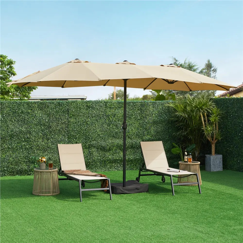 13/15ft Crank Umbrella – LED & Sandbags Included
