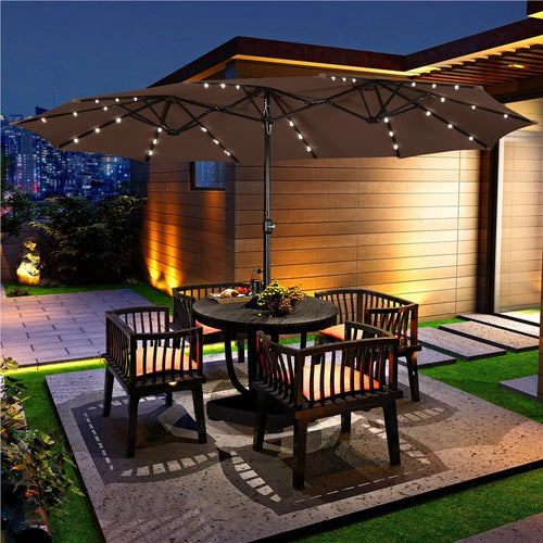 13/15ft Crank Umbrella – LED & Sandbags Included