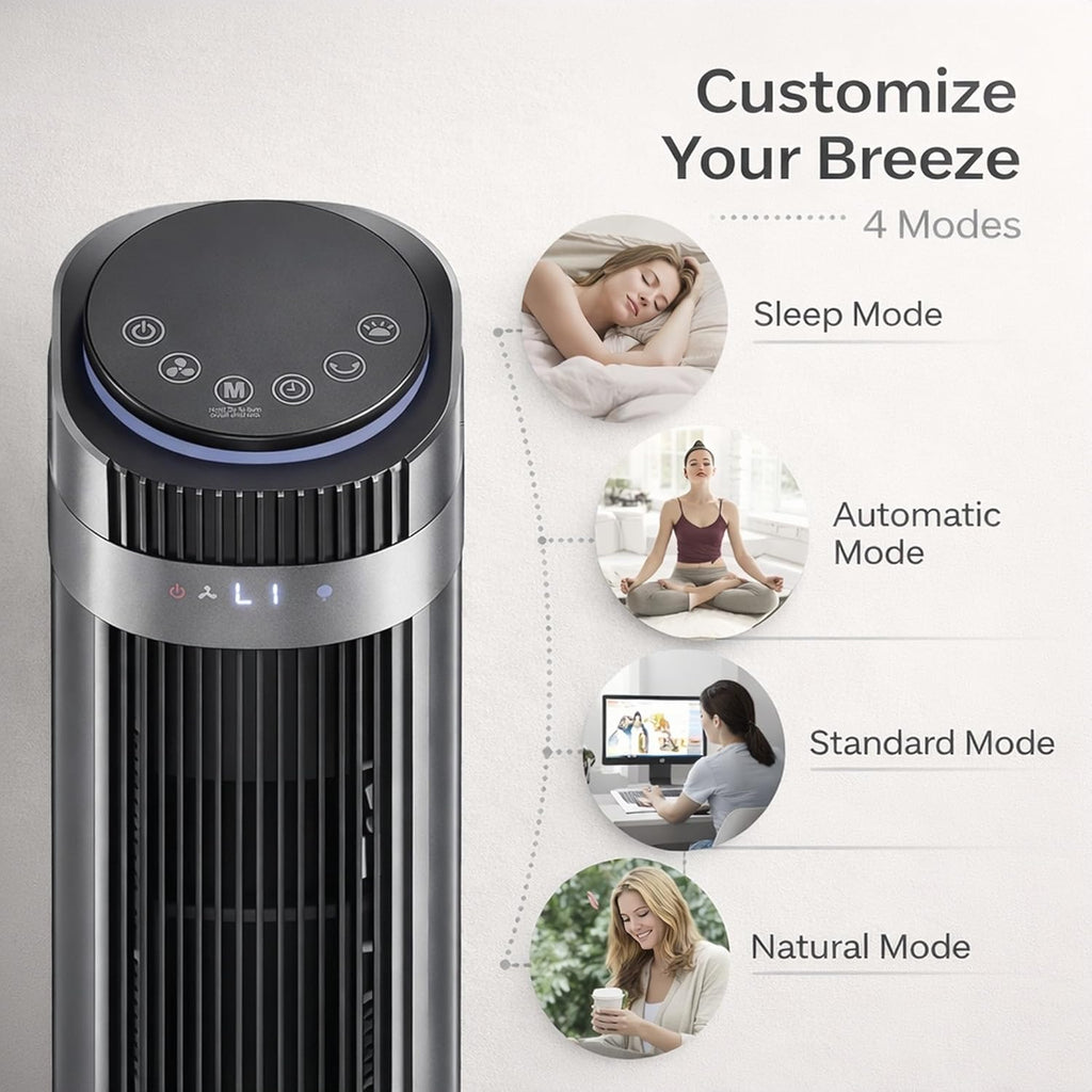 Energy‑Saving 12‑Hour Timer Tower Fan