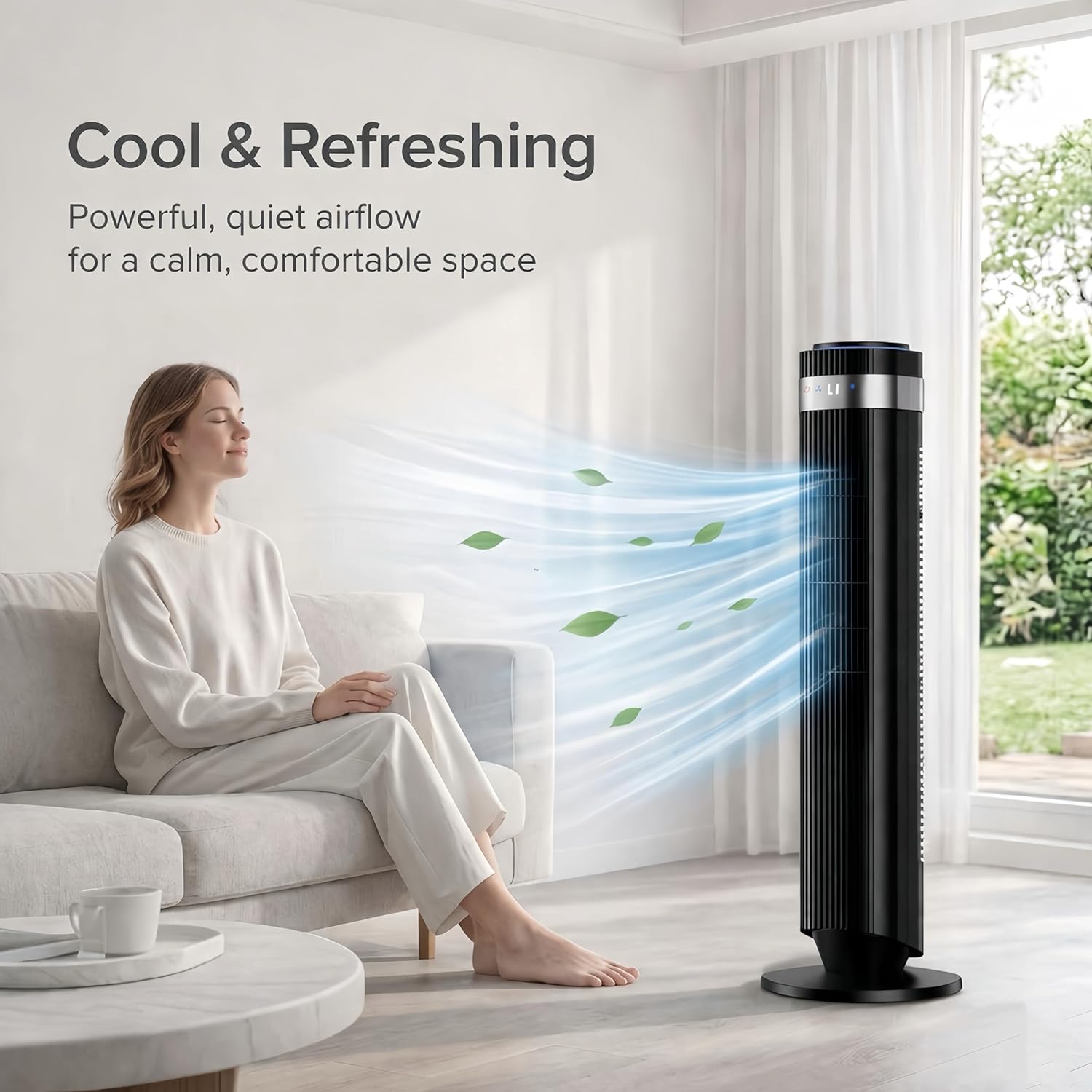 Energy‑Saving 12‑Hour Timer Tower Fan