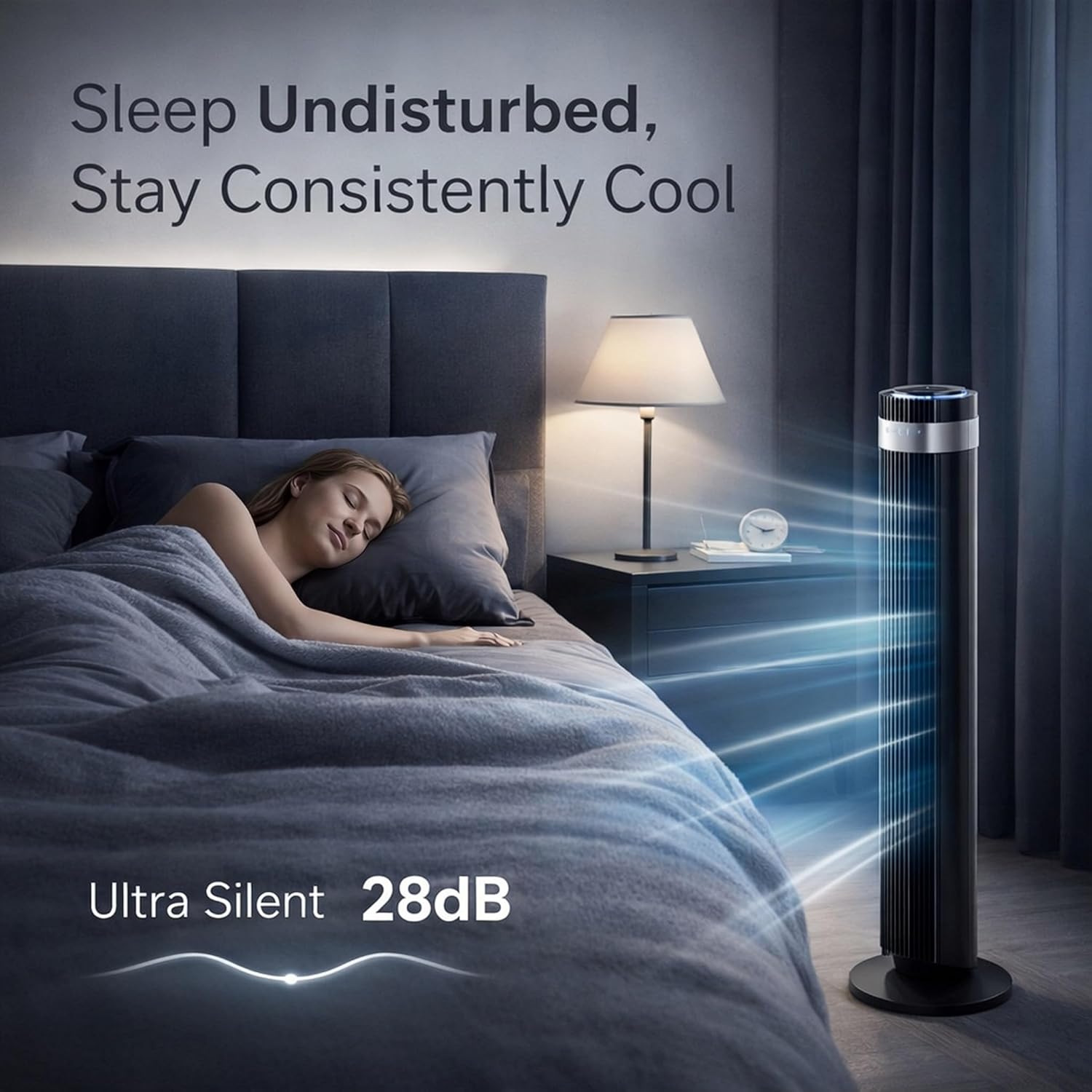 Energy‑Saving 12‑Hour Timer Tower Fan