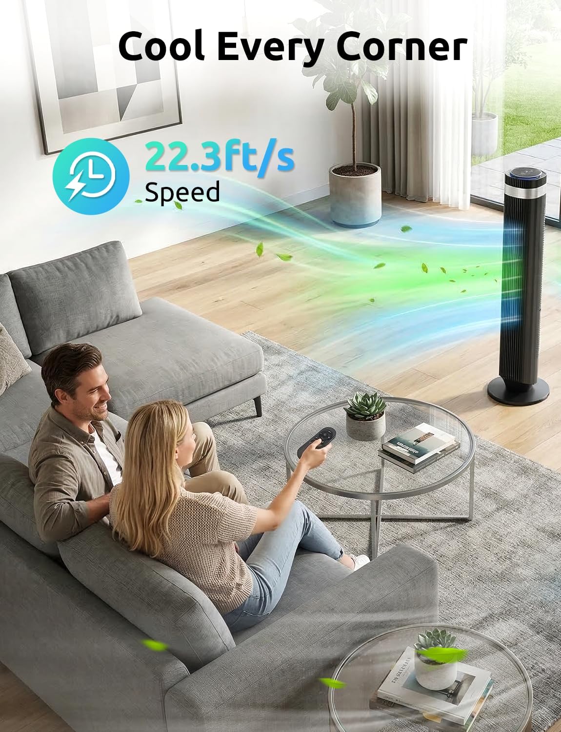 Energy‑Saving 12‑Hour Timer Tower Fan