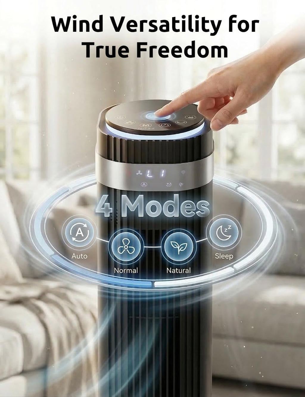 Energy‑Saving 12‑Hour Timer Tower Fan