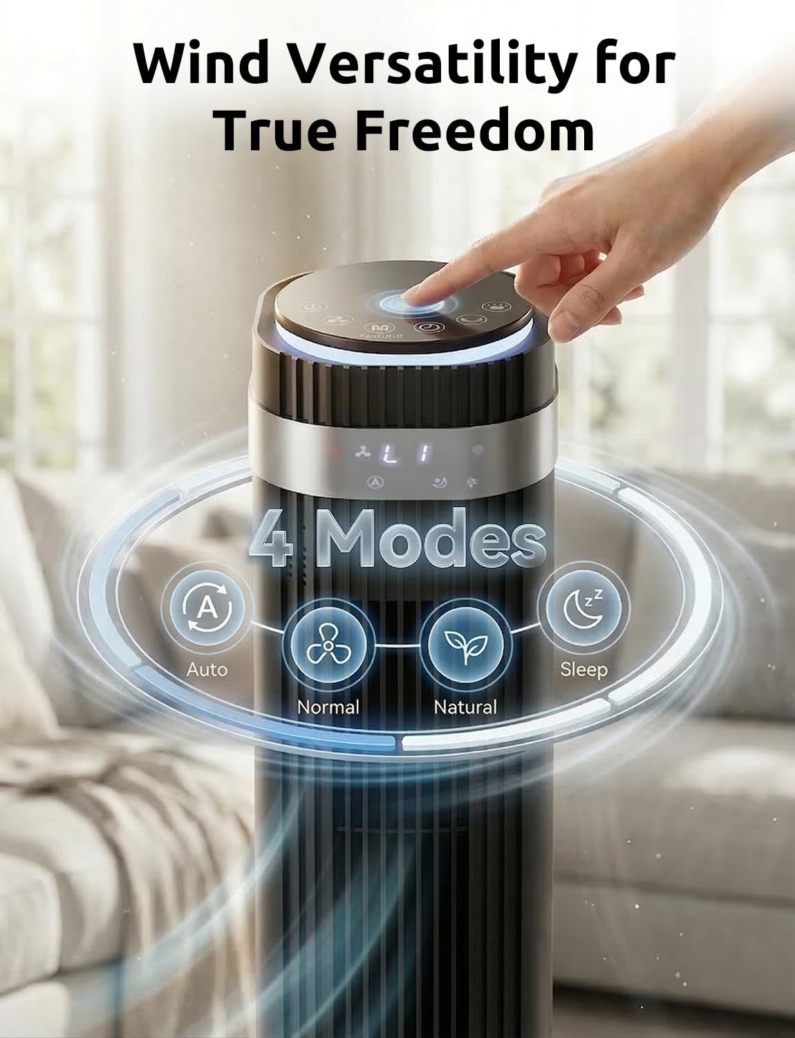 Energy‑Saving 12‑Hour Timer Tower Fan