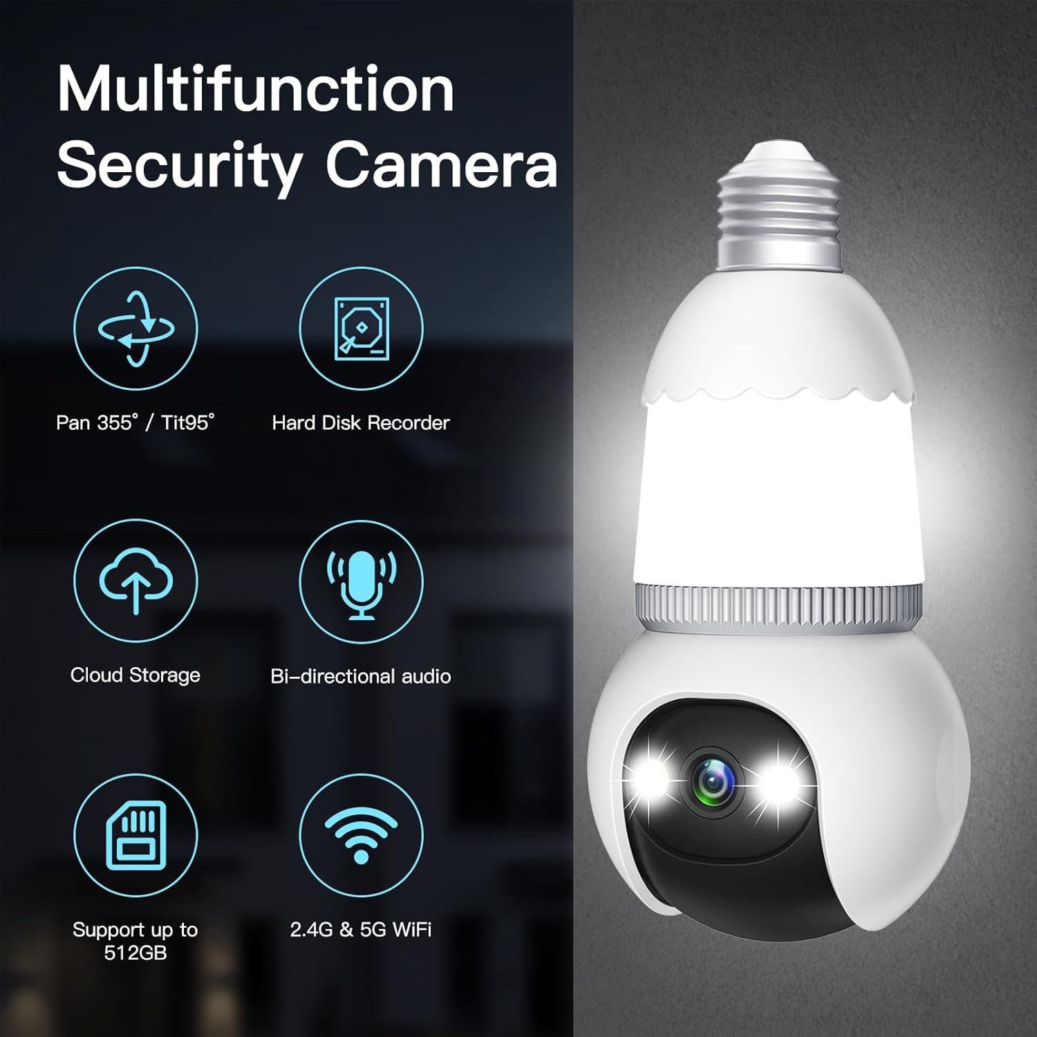 Smart Bulb Cam with Color Night Vision