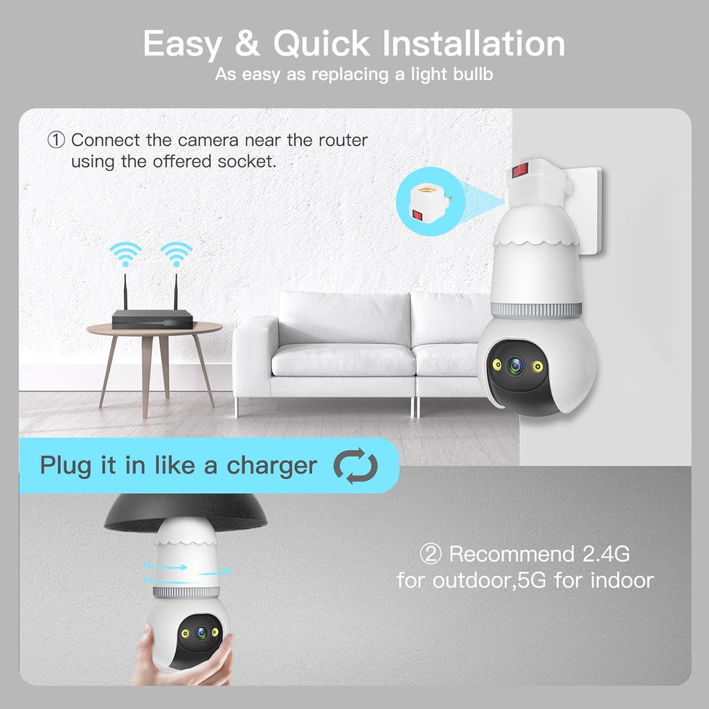 Smart Bulb Cam with Color Night Vision