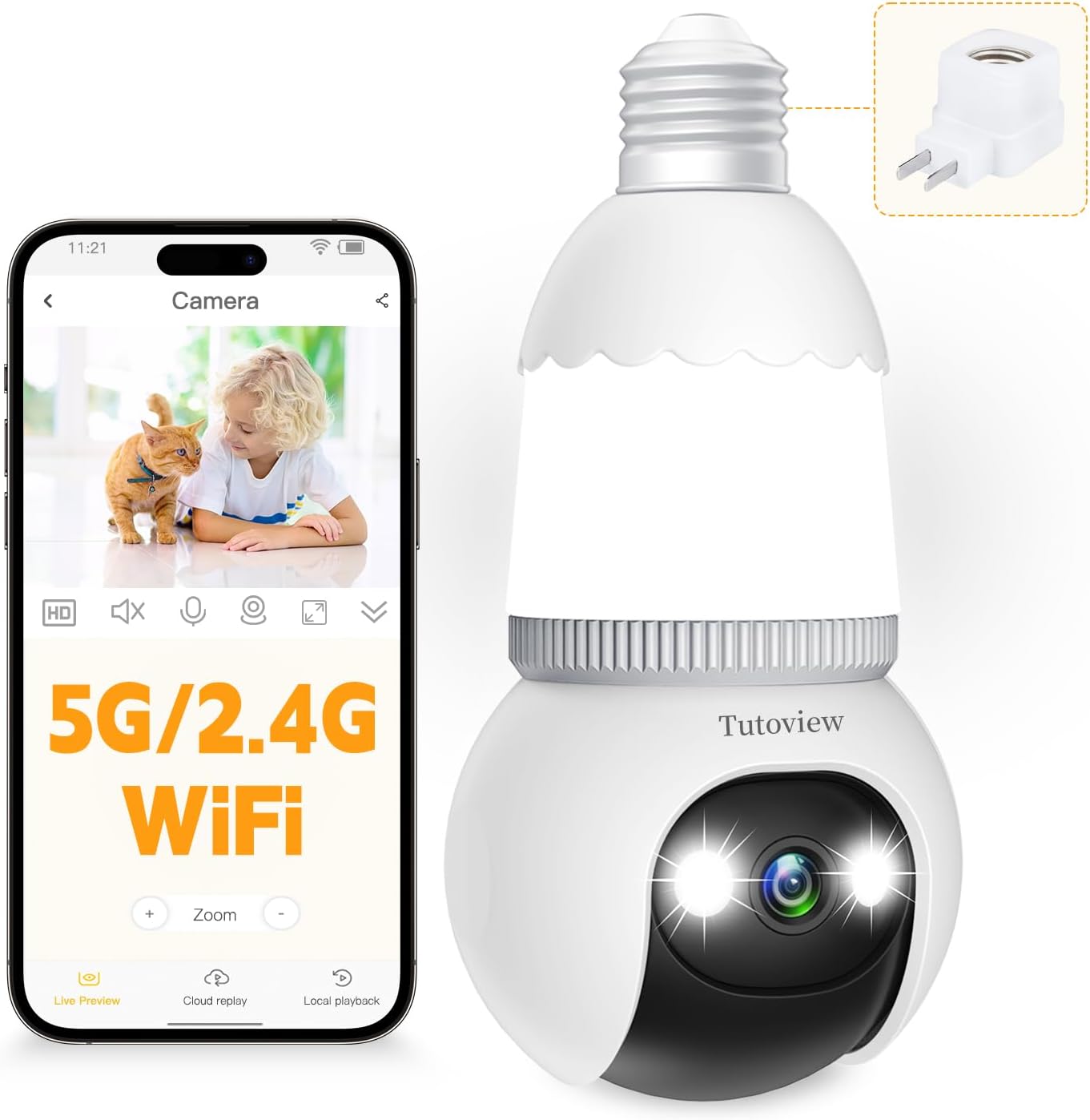 Smart Bulb Cam with Color Night Vision